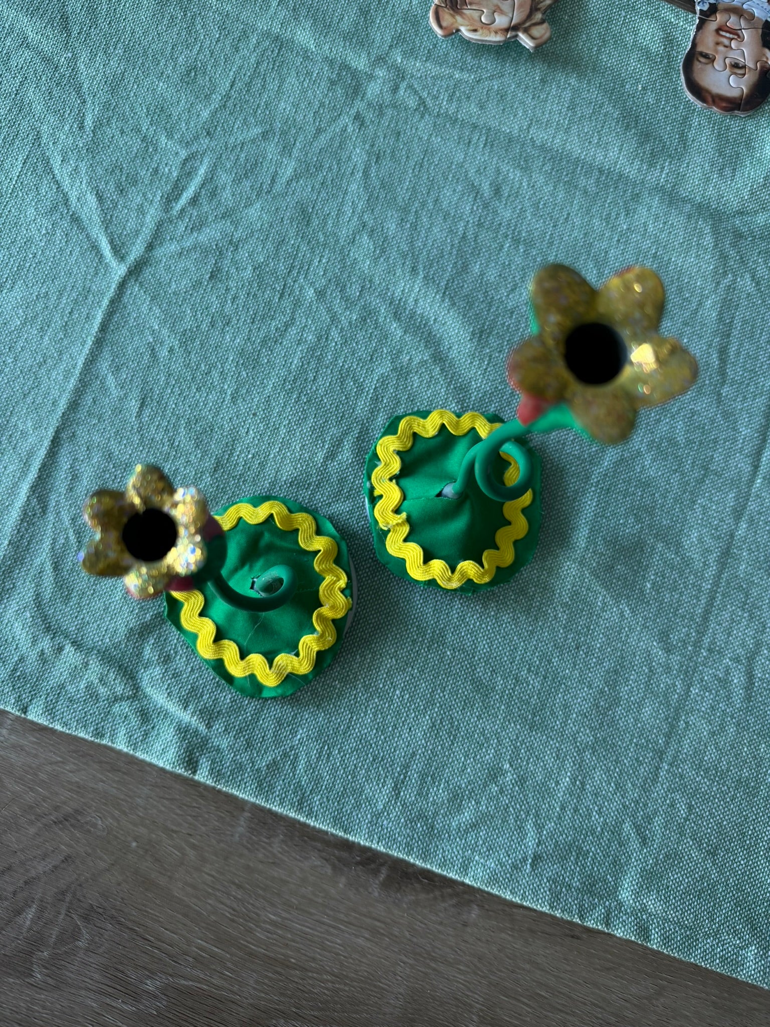 Whimsical Twin Candle Holders with Charming Handmade Details