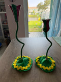 Whimsical Twin Candle Holders with Charming Handmade Details