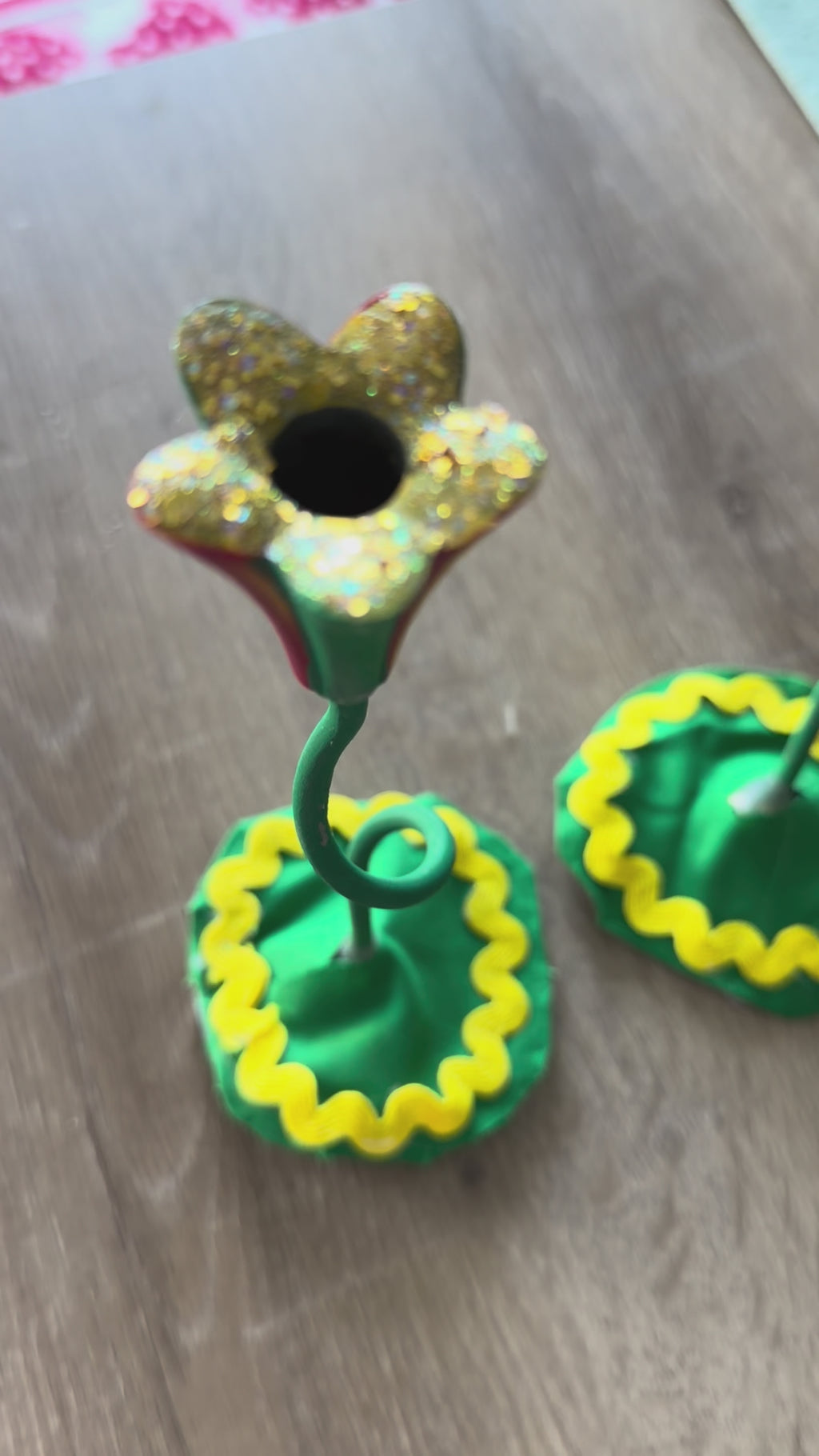 Whimsical Twin Candle Holders with Charming Handmade Details